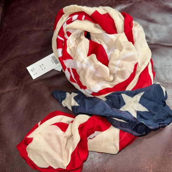 Abercrombies & Fitch Patriotic Cotton Scarf - ❤️🤍💙 Red, White & Blue 🇺🇸 BNWT - Picture 1 of 4